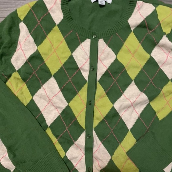🌥green argyle printed button up cardigan - Picture 3 of 3